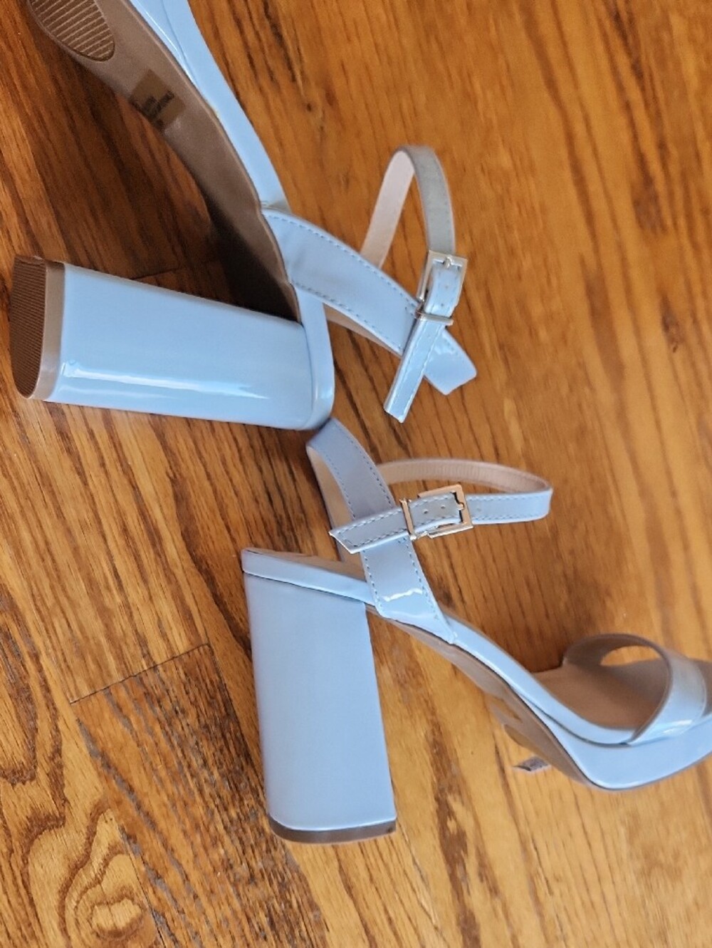 Sugar Light Blue Ankle-Strap Block Heel Sandals - Picture 5 of 9